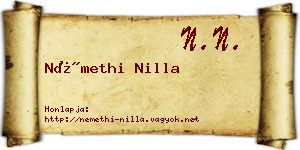 Némethi Nilla névjegykártya